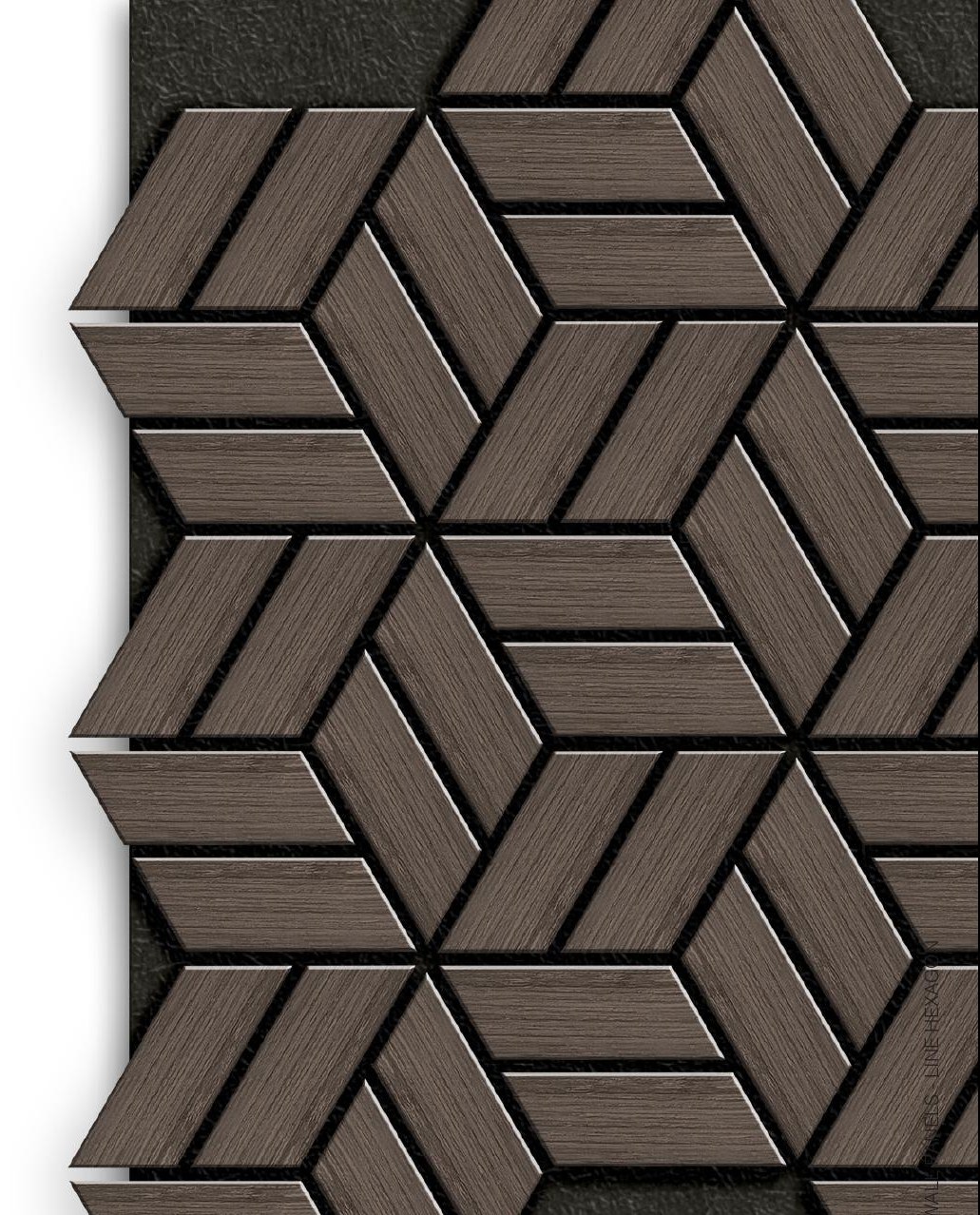 LINEHEXAGON 01 - WALNUT — Wood Line Hexagon wall panel finish