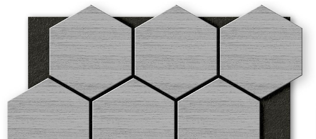 HEXAGON 03 - LIGHT GRAY — Wood Hexagon wall panel finish
