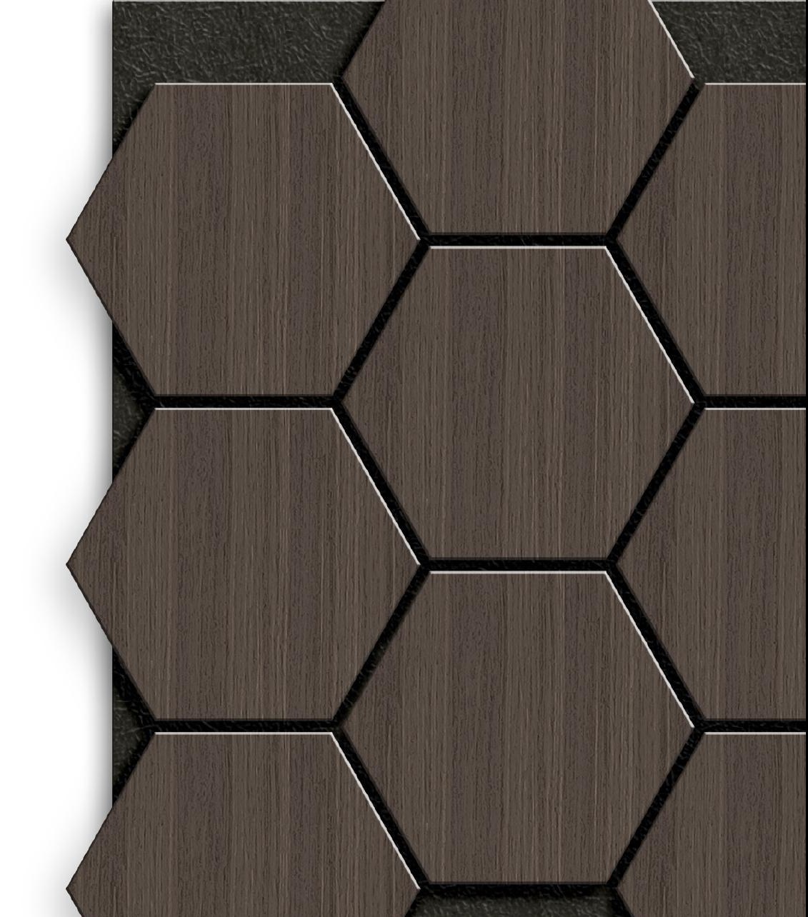 HEXAGON 01 - WALNUT — Wood Hexagon wall panel finish